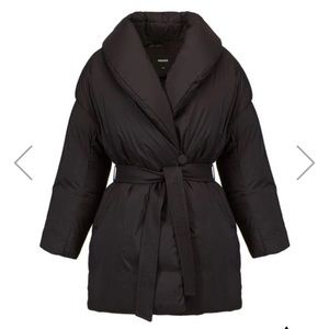 MACKAGE LEONIE wrap puffer down jacket, Size M, Color Black